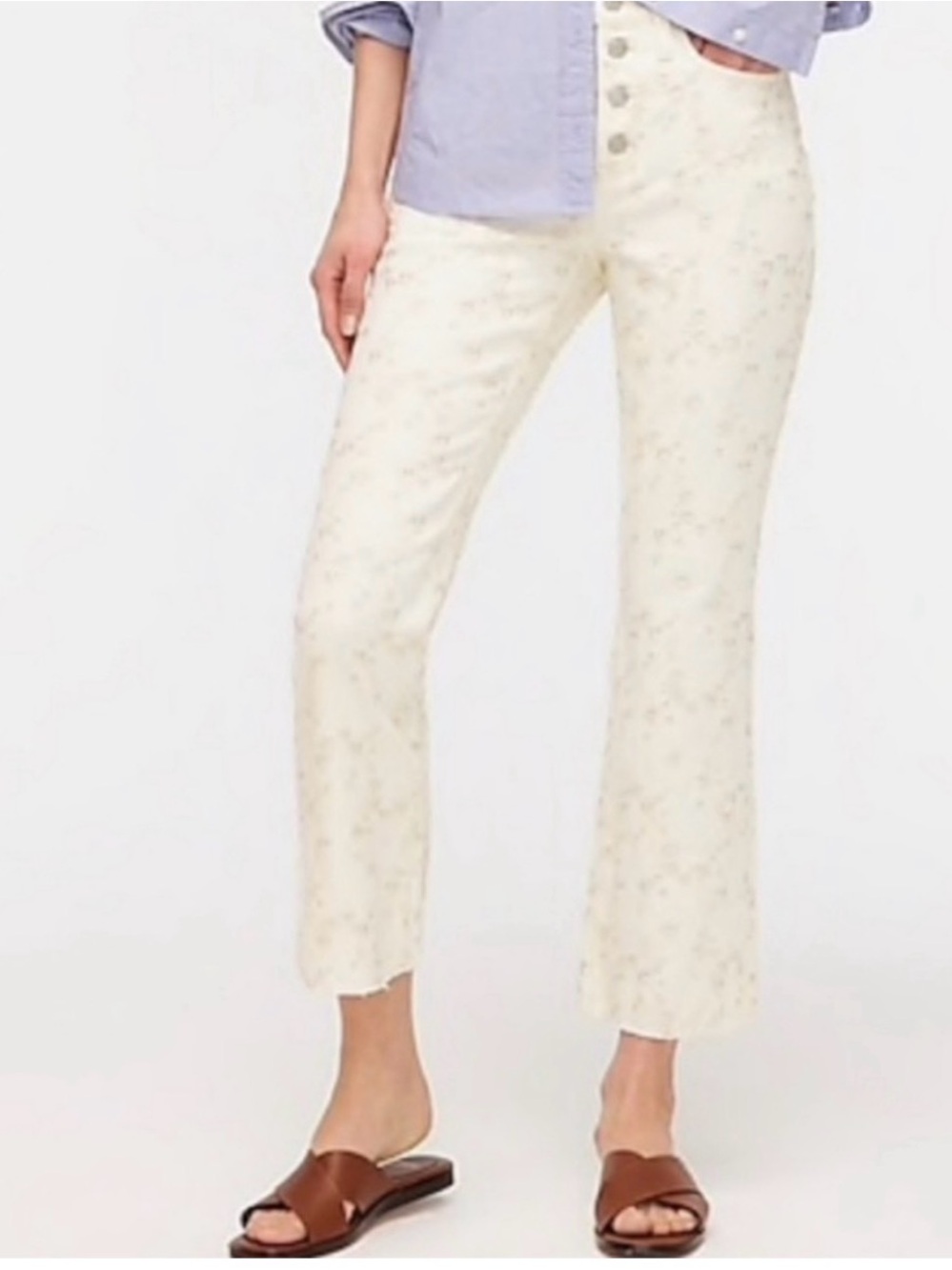 Gorgeous Cream Eyelet Cropped Button-Front Jeans NWT Sz 32 J Crew